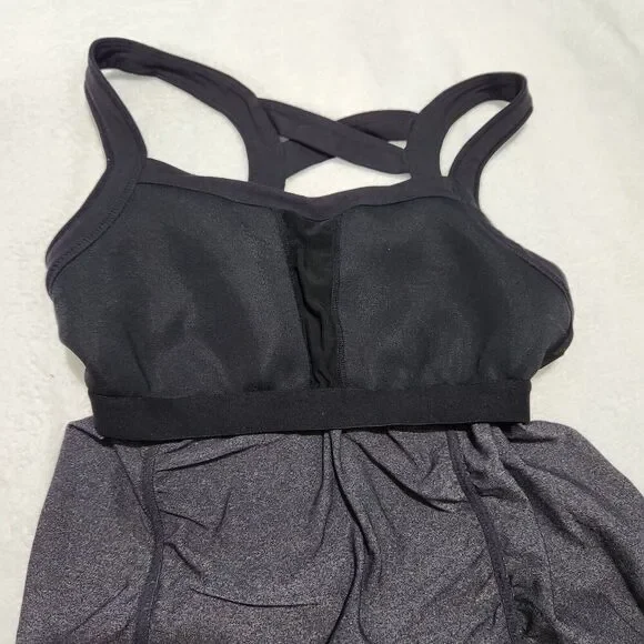 Athleta Tank Top Women Size Small Gray Criss Cross Stretch Built In Bra - Picture 4 of 9